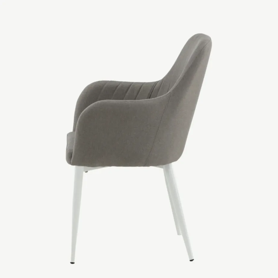 Polsterdatud söögitool Comfort, hall kangas ja valged metalljalad, 27702-990 – 7