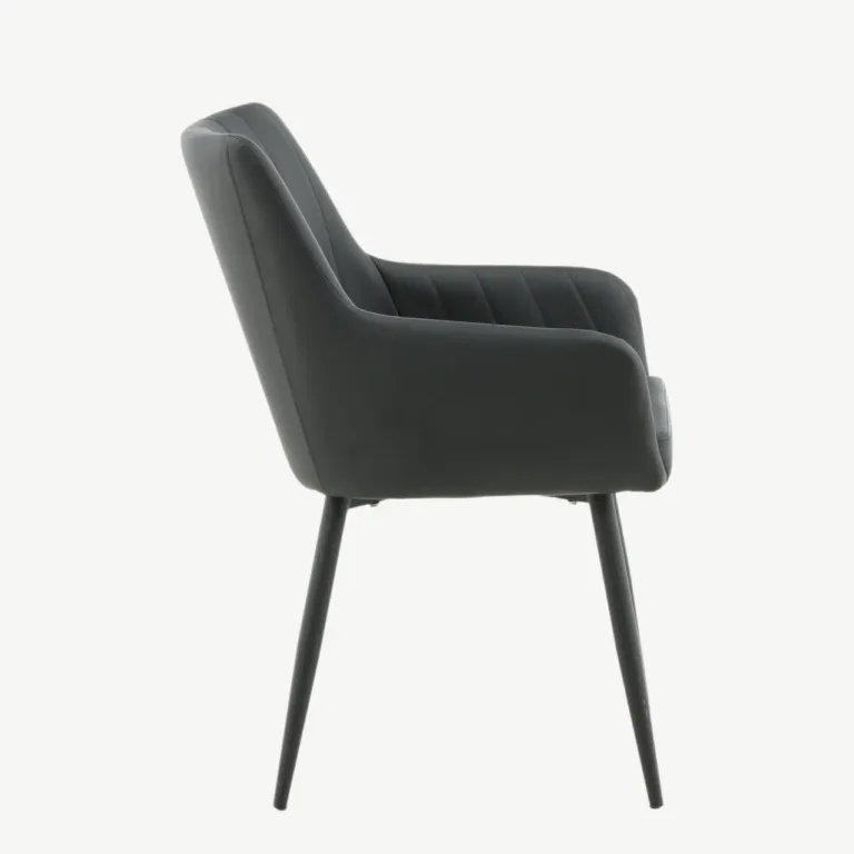 Comfort must kunstnahast söögitool mustade metalljalgadega - 27703-458