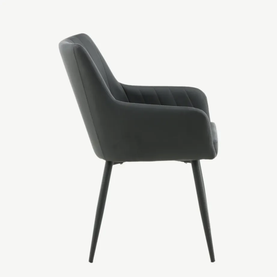 Comfort must kunstnahast söögitool mustade metalljalgadega, 27703-458 – 2