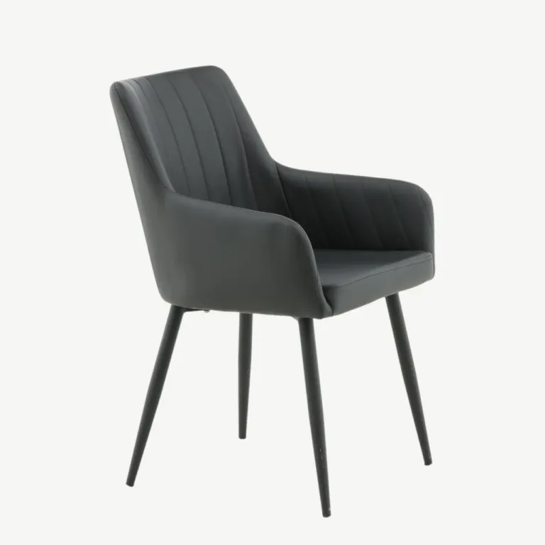 Comfort must kunstnahast söögitool mustade metalljalgadega - 27703-458