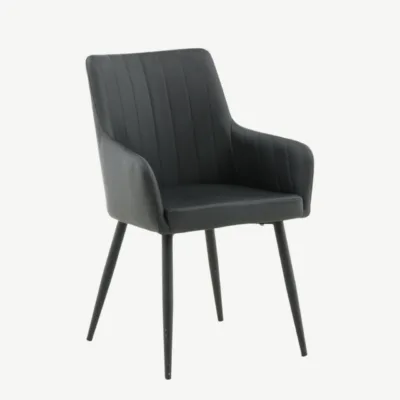 Comfort must kunstnahast söögitool mustade metalljalgadega - 27703-458