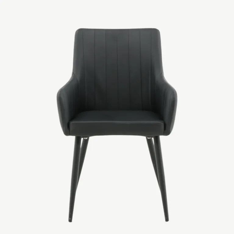 Comfort must kunstnahast söögitool mustade metalljalgadega - 27703-458