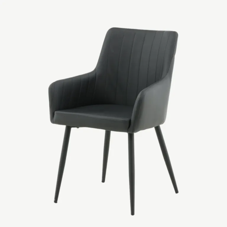Comfort must kunstnahast söögitool mustade metalljalgadega - 27703-458