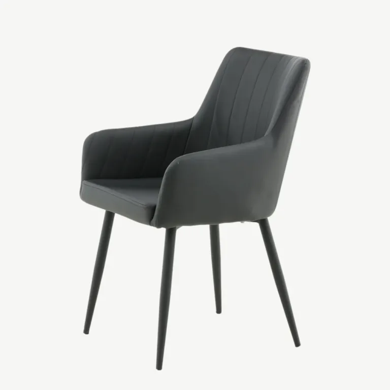 Comfort must kunstnahast söögitool mustade metalljalgadega - 27703-458