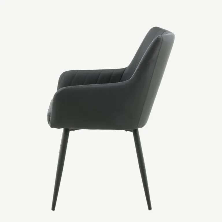Comfort must kunstnahast söögitool mustade metalljalgadega - 27703-458