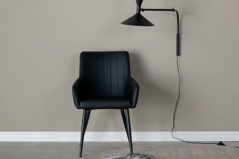 Comfort must kunstnahast söögitool mustade metalljalgadega, 27703-458 – 8