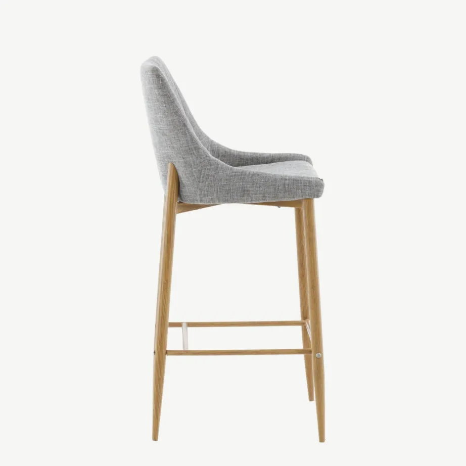 Helehall polsterdatud baaritool Plaza tammeimitatsiooniga, integreeritud jalatoega, 27704-440 - 2