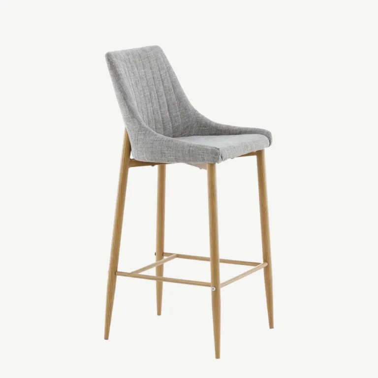Helehall polsterdatud baaritool Plaza tammeimitatsiooniga, integreeritud jalatoega - 27704-440