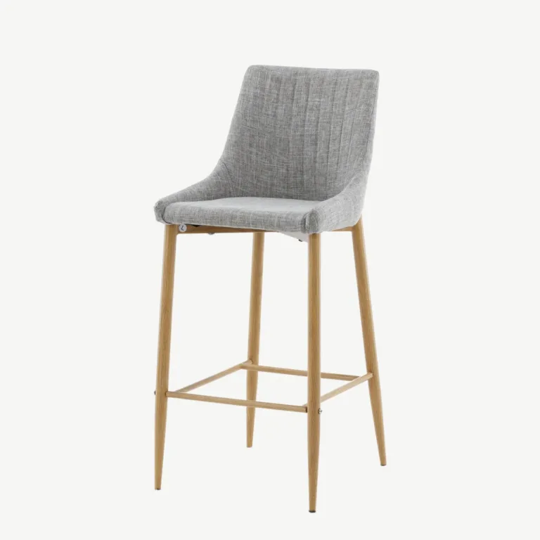 Helehall polsterdatud baaritool Plaza tammeimitatsiooniga, integreeritud jalatoega - 27704-440