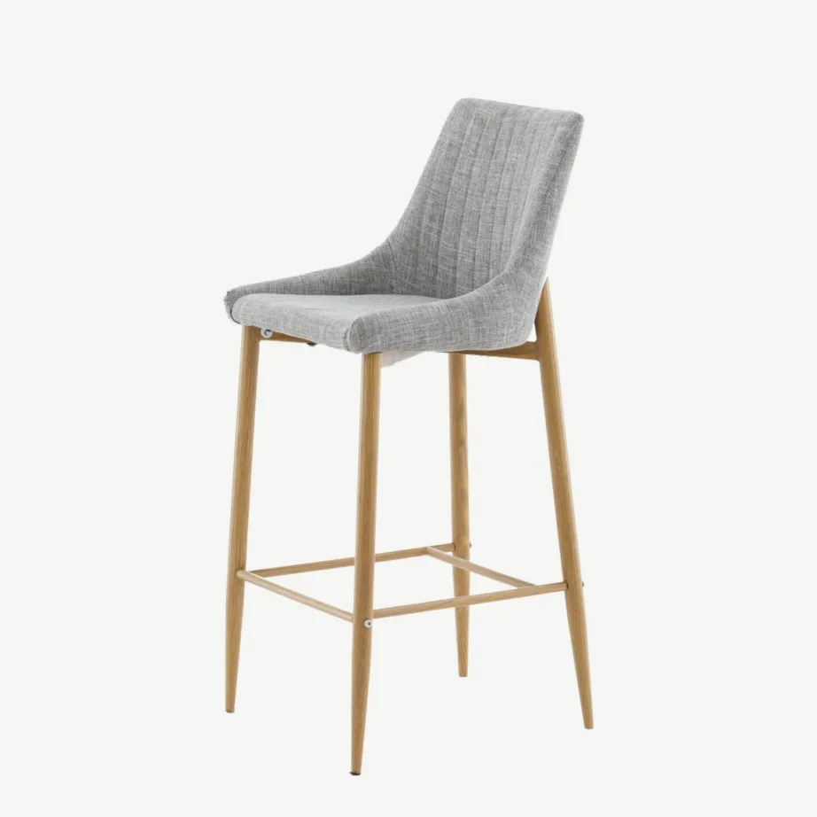 Helehall polsterdatud baaritool Plaza tammeimitatsiooniga, integreeritud jalatoega, 27704-440 - 6