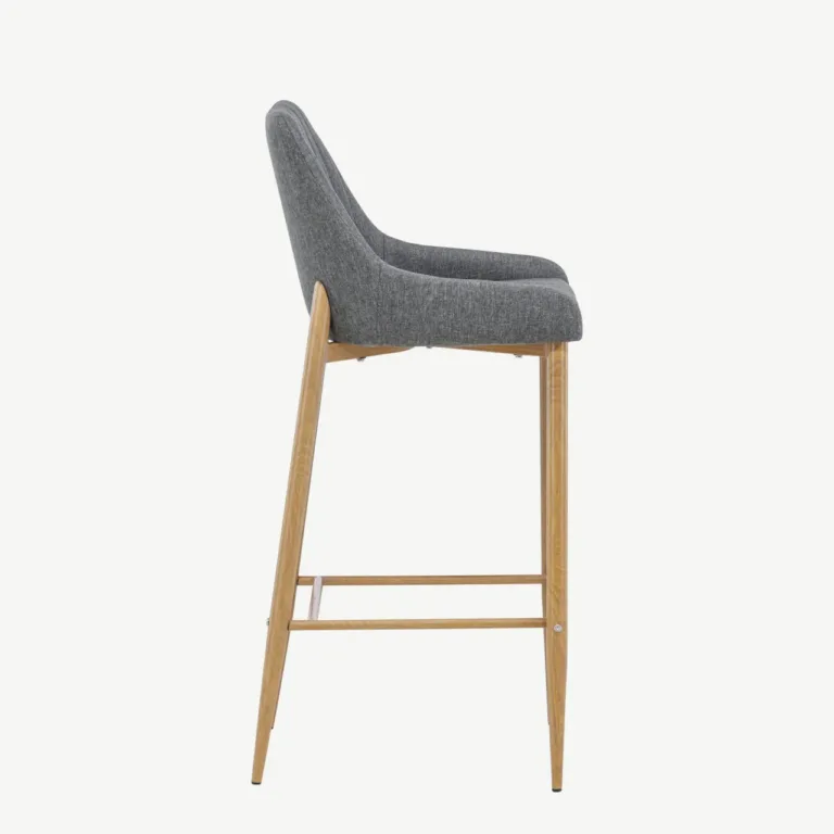 Tumehall polsterdatud baaritool Plaza tammetoonis metalljalgadega - 27704-450