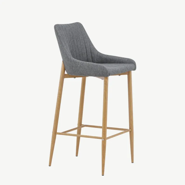 Tumehall polsterdatud baaritool Plaza tammetoonis metalljalgadega - 27704-450