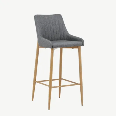 Tumehall polsterdatud baaritool Plaza tammetoonis metalljalgadega - 27704-450