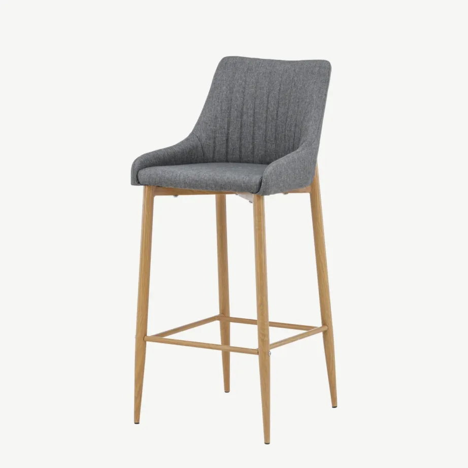Tumehall polsterdatud baaritool Plaza tammetoonis metalljalgadega, 27704-450 - 5