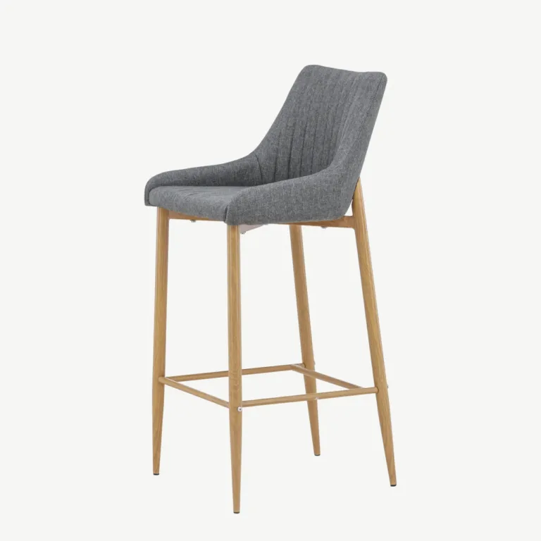 Tumehall polsterdatud baaritool Plaza tammetoonis metalljalgadega - 27704-450