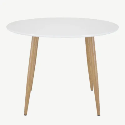 Ümmargune valge söögilaud Plaza, looduslikud metalljalad, Ø100 cm - 27940-120