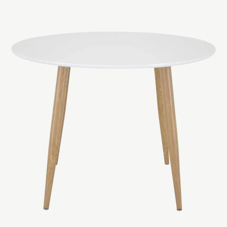 Ümmargune valge söögilaud Plaza, looduslikud metalljalad, Ø100 cm - 27940-120