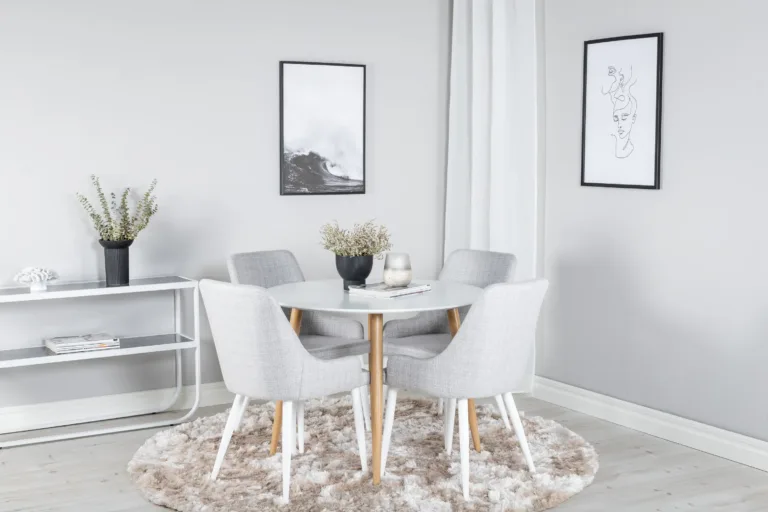 Ümmargune valge söögilaud Plaza, looduslikud metalljalad, Ø100 cm - 27940-120