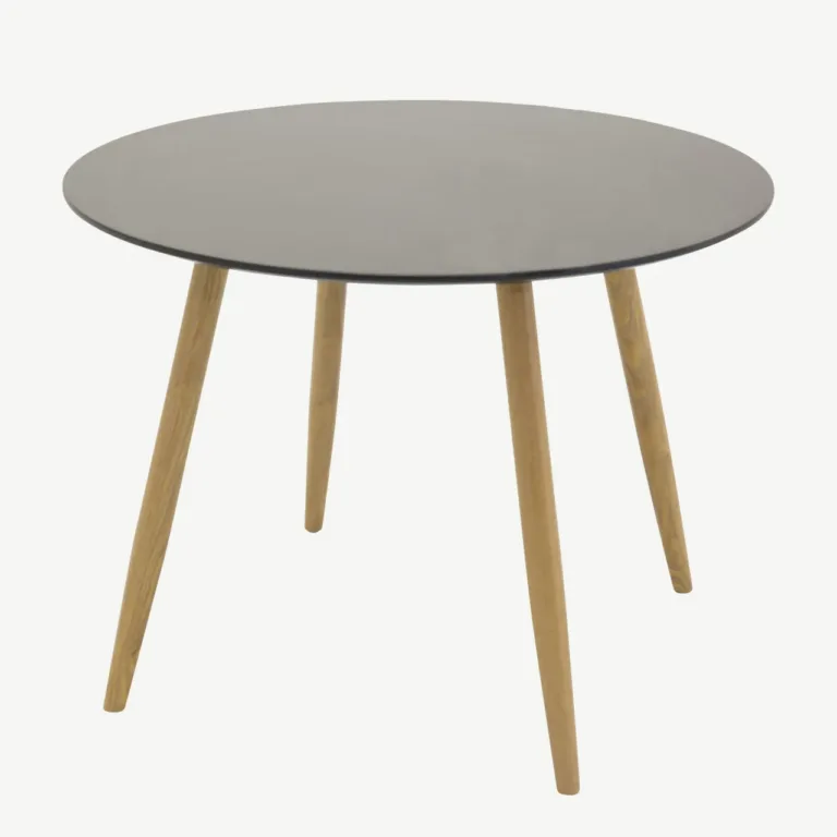 Plaza ümmargune söögilaud, must MDF ja metalljalad, ø100 cm - 27940-428