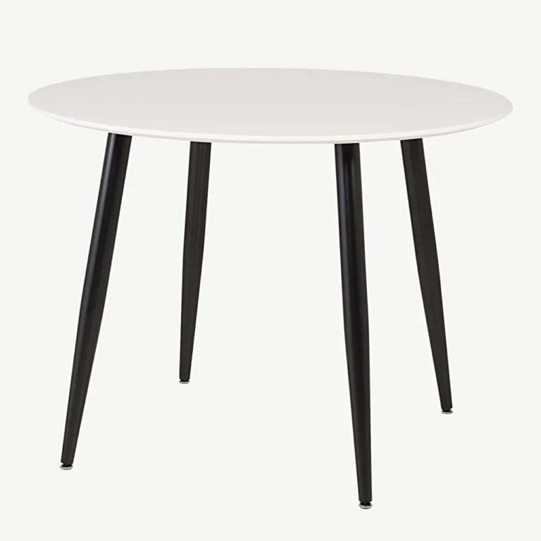 Ümmargune valge söögilaud Plaza, mustade metalljalgadega, ø100 cm - 27940-468