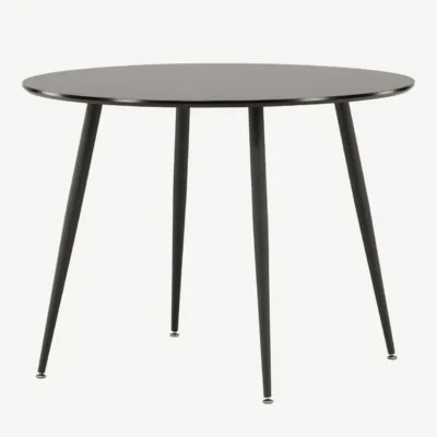 Must ümmargune söögilaud Plaza, MDF ja teras, ø100 cm - 27940-488
