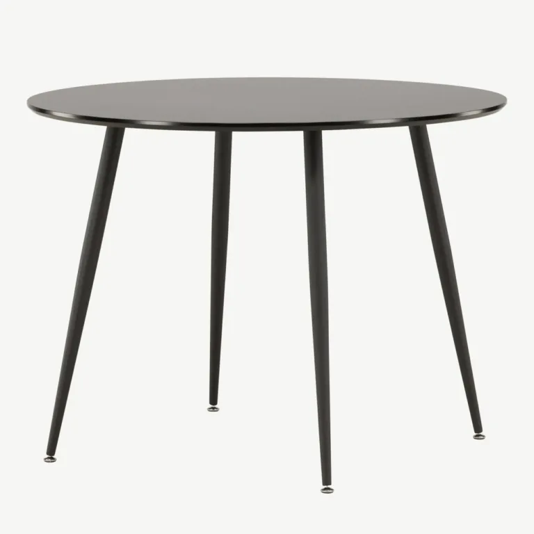 Must ümmargune söögilaud Plaza, MDF ja teras, ø100 cm - 27940-488
