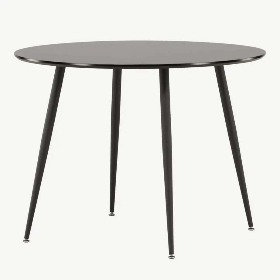 Must ümmargune söögilaud Plaza, MDF ja teras, ø100 cm, 27940-488