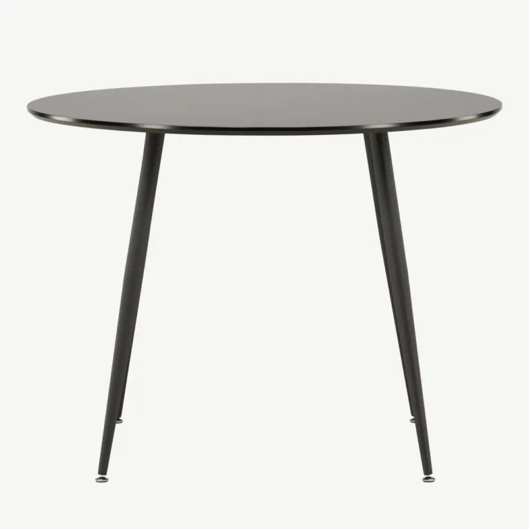 Must ümmargune söögilaud Plaza, MDF ja teras, ø100 cm - 27940-488
