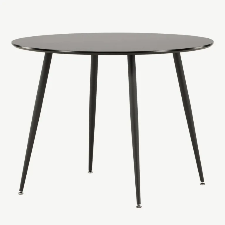 Must ümmargune söögilaud Plaza, MDF ja teras, ø100 cm - 27940-488