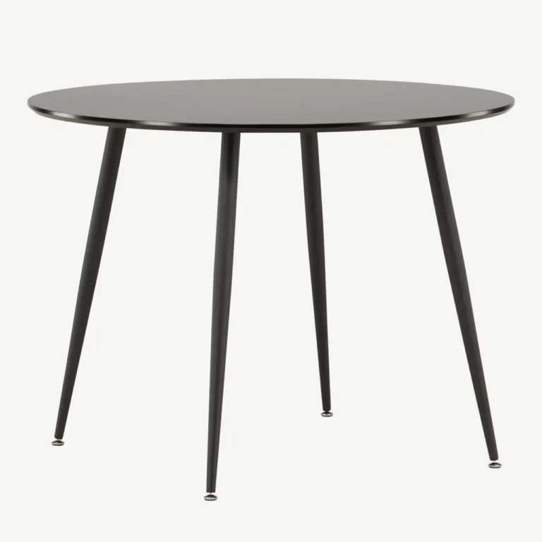 Must ümmargune söögilaud Plaza, MDF ja teras, ø100 cm - 27940-488