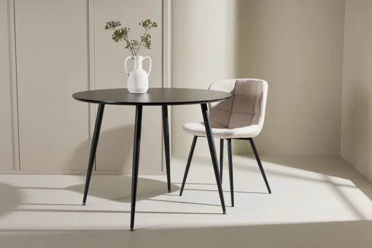 Must ümmargune söögilaud Plaza, MDF ja teras, ø100 cm - 27940-488