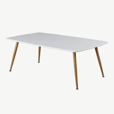 Valge MDF-diivanilaud Plaza naturaalse tooniga terasjalgadel (120 × 70 cm) - 27960-420