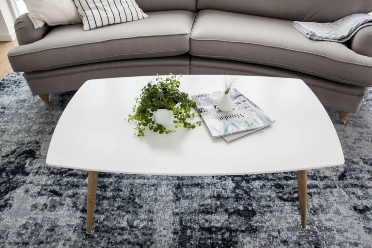 Valge MDF-diivanilaud Plaza naturaalse tooniga terasjalgadel (120 × 70 cm) - 27960-420