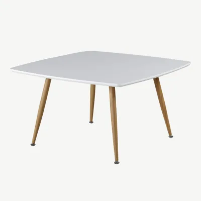 Plaza valge diivanilaud valge MDF-plaadi ja puitviimistlusega terasjalgadega - 27961-420