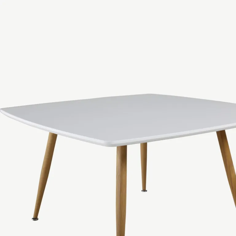 Plaza valge diivanilaud valge MDF-plaadi ja puitviimistlusega terasjalgadega - 27961-420
