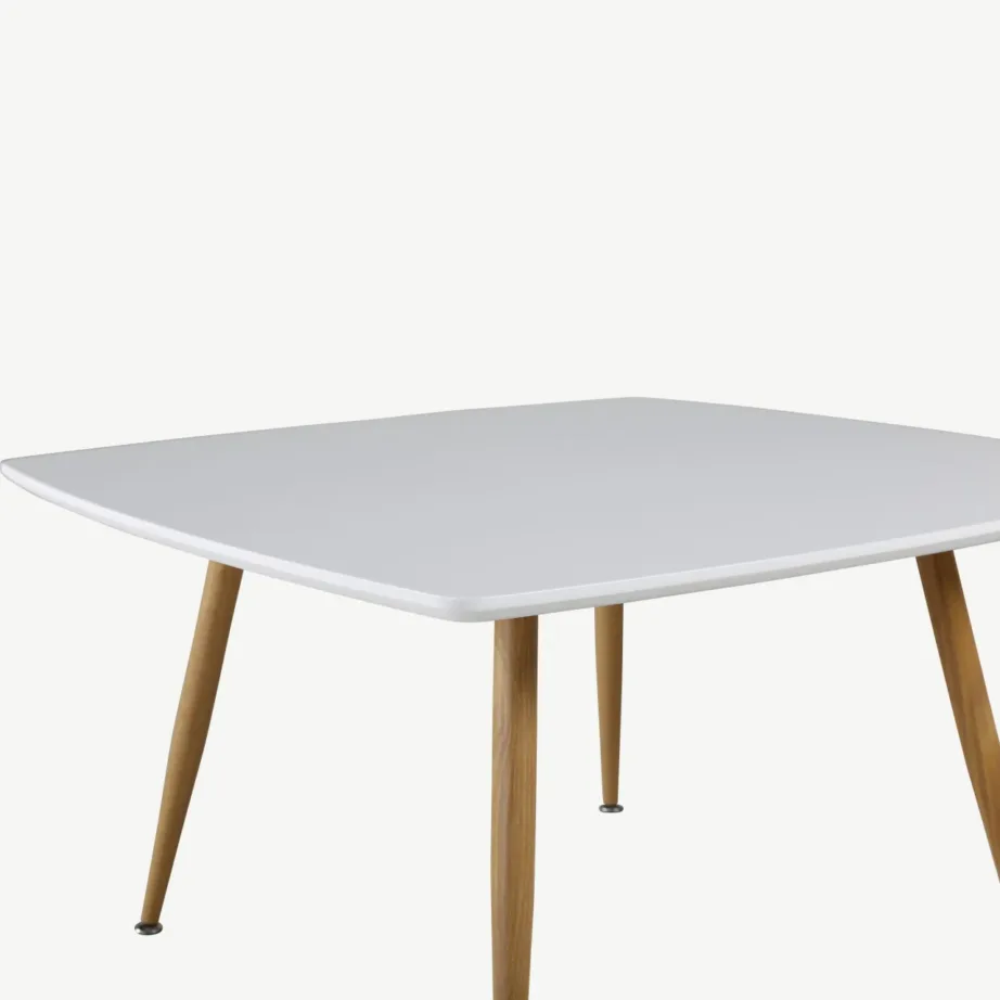 Plaza valge diivanilaud valge MDF-plaadi ja puitviimistlusega terasjalgadega, 27961-420 – 3