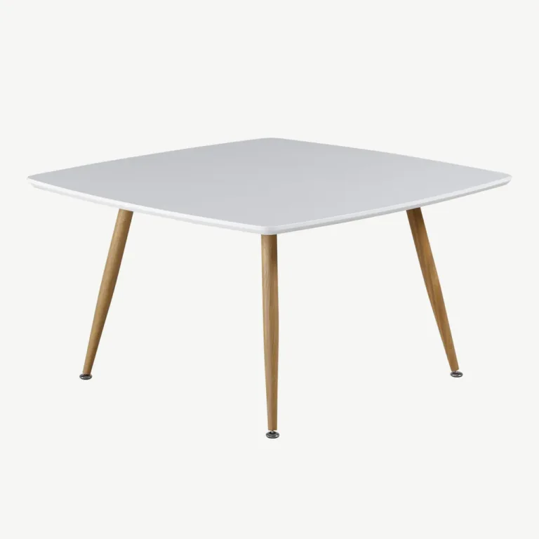 Plaza valge diivanilaud valge MDF-plaadi ja puitviimistlusega terasjalgadega - 27961-420