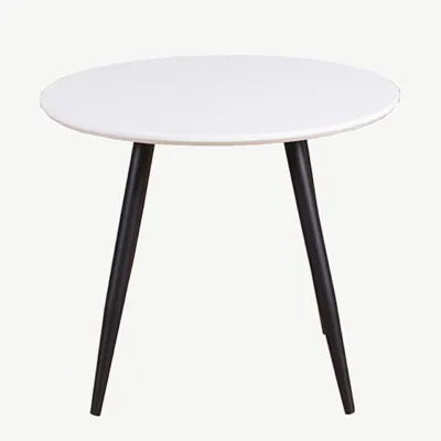 Ümmargune lastelaud Plaza, valge MDF, mustad terasjalad, ø60 cm - 28063-468