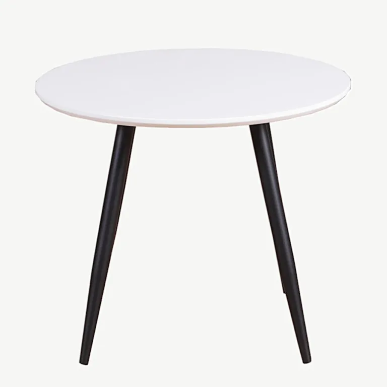 Ümmargune lastelaud Plaza, valge MDF, mustad terasjalad, ø60 cm - 28063-468