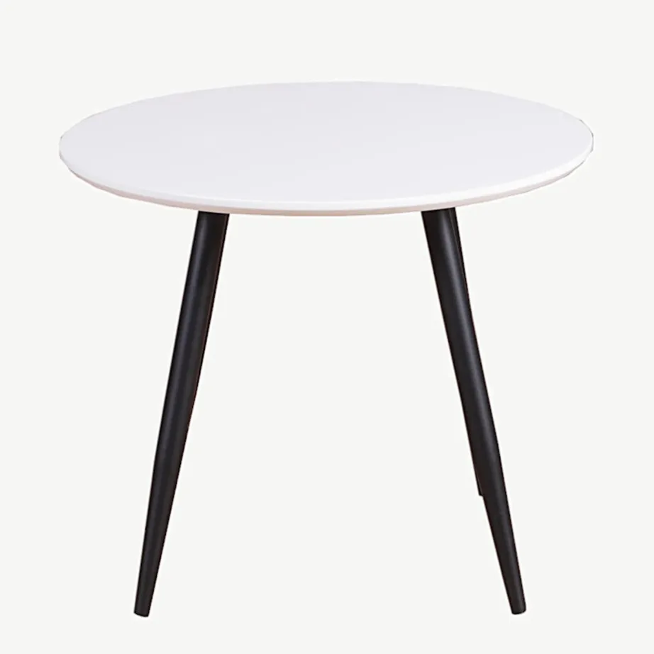 Ümmargune lastelaud Plaza, valge MDF, mustad terasjalad, ø60 cm - 28063-468