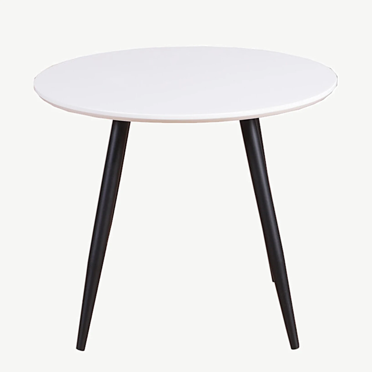 Ümmargune lastelaud Plaza, valge MDF, mustad terasjalad, ø60 cm - 28063-468