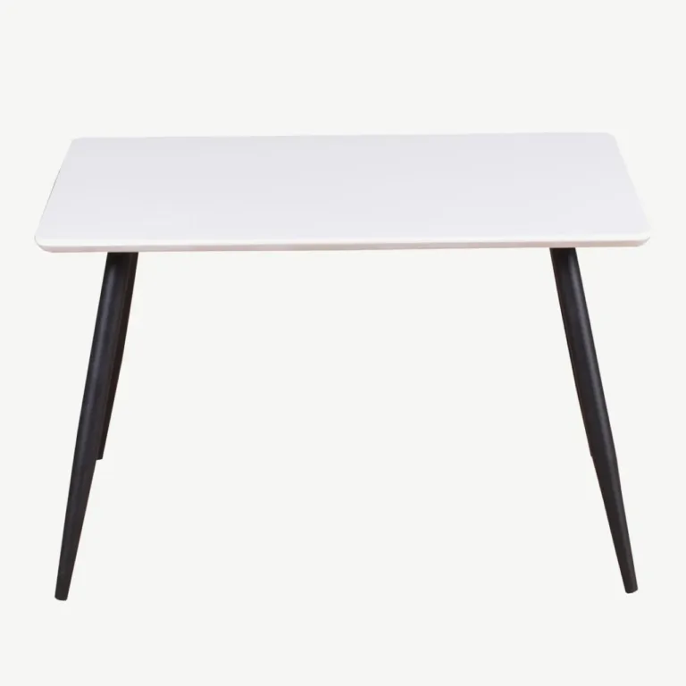 Polar Kids laste söögilaud, valge MDF ja mustad terasjalad, 80 × 60 cm - 28064-468