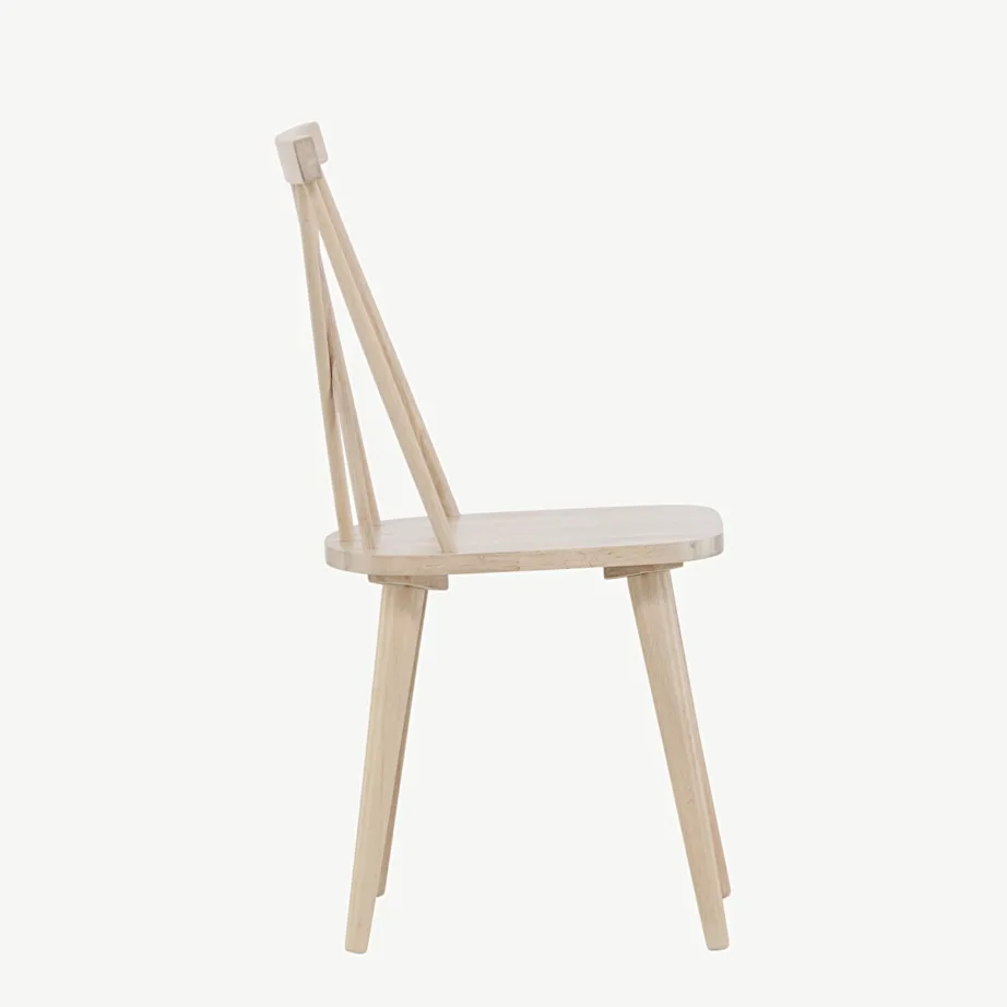 Valge peitsiga kummipuidust söögitool Mariette, dekoratiivse seljatoega, 29270-300 – 2