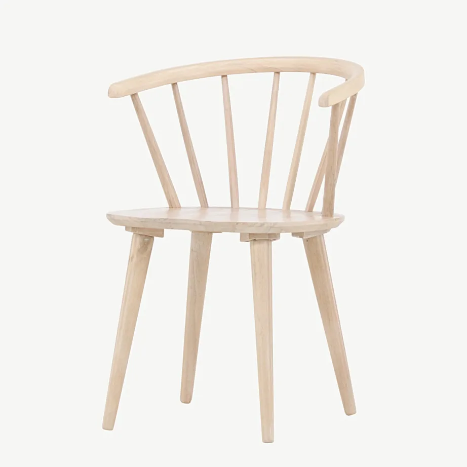 Valge peitsiga kummipuidust söögitool Bobby ümarate seljatugedega, 29280-300 – 5