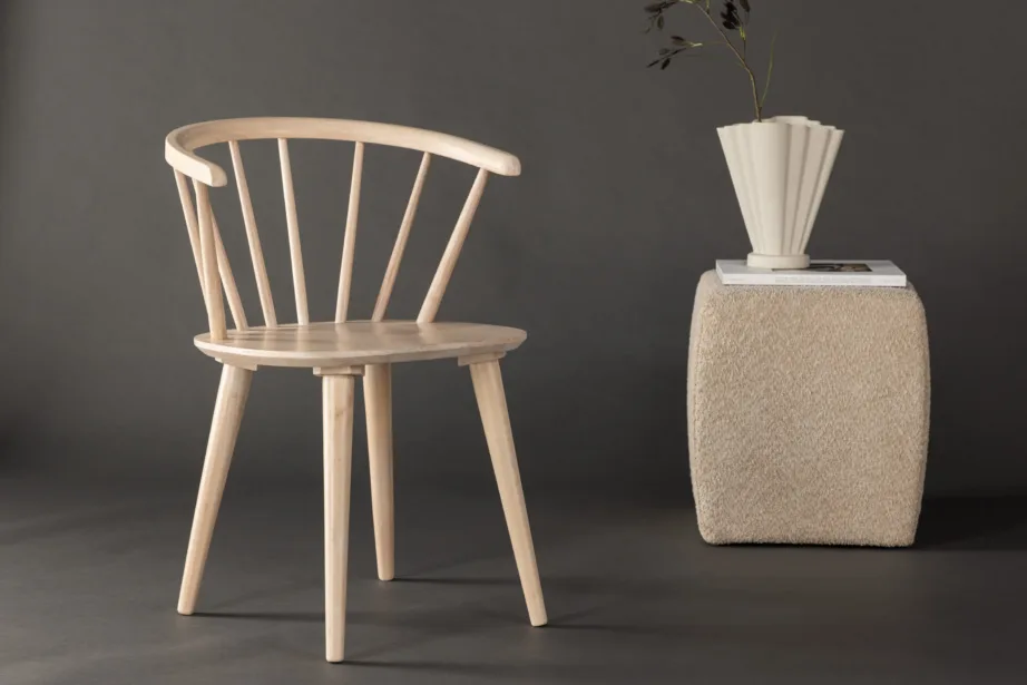 Valge peitsiga kummipuidust söögitool Bobby ümarate seljatugedega, 29280-300 – 8