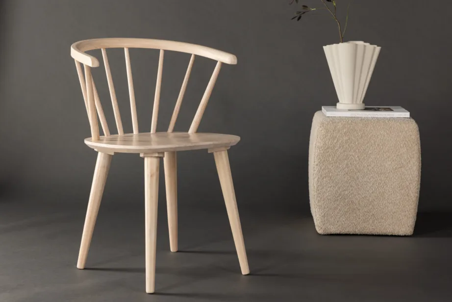 Valge peitsiga kummipuidust söögitool Bobby ümarate seljatugedega, 29280-300 – 9