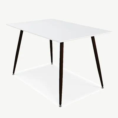 Skandinaavia stiilis söögilaud Polar (valgest MDF-ist, mustad terasjalad, 120×75 cm) - 29880-468