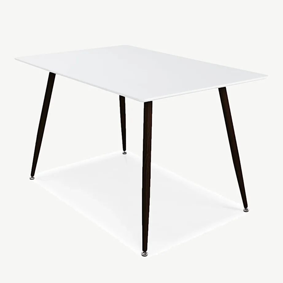 Skandinaavia stiilis söögilaud Polar (valgest MDF-ist, mustad terasjalad, 120×75 cm) - 29880-468