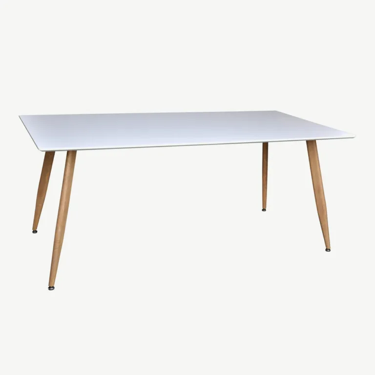 Skandinaavia stiilis söögilaud Polar valge MDF-plaadi ja puidu tooni jalgadega, 180x90 cm - 29888-120