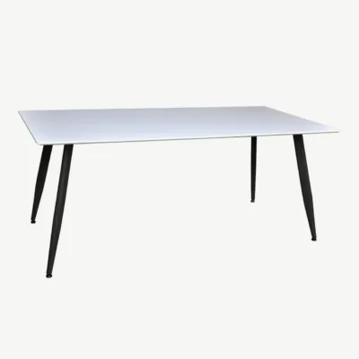 Polar söögilaud valge MDF-plaadi ja mustade metalljalgadega, 180 × 90 cm - 29888-468